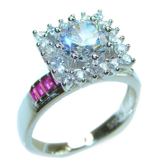 ルビー＆ホワイトトパーズ スターリングシルバーリング サイズ：8