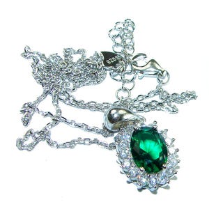 Chrome Diopside Necklace 3.2ct 925 Sterling Silver Handmade Green Gemstone Gift for Women
