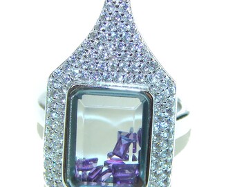 Tanzanite Sterling Silver Ring size: 5 3/4 – Handcrafted Rectangle Gemstone Purple Birthstone Ring Gift