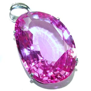Pink Sapphire Pendant, 31.4 Carat, 925 Sterling Silver, Handmade Gemstone Necklace, Unique Gift for Women