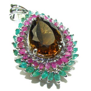 Smoky Topaz 18.5 Carat Pendant – 925 Sterling Silver Handcrafted Pear Gemstone Brown Jewelry Gift