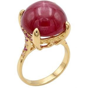 Carmen Ruby Statement Ring size 7 Genuine 14.5 Carat Mozambique Ruby 22K Gold over Sterling Silver Gift for Her