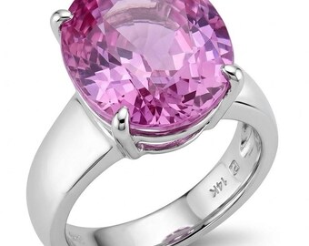 Anastasia Pink Sapphire Statement Ring 925 Sterling Silver Size 6 3/4 Unique Gemstone Jewelry Gift