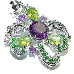 19.5ct Large Amethyst Sterling Silver Handmade Pendant, Statement Gift, Unique Purple Jewelry for Women