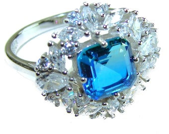Kyanite Ring Size 7.5 Oval Cut Gemstone Blue 925 Sterling Silver Handcrafted Unique Gift Jewelry