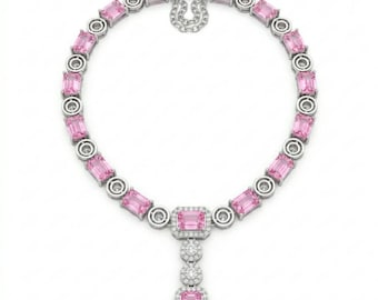 Kunzite Statement Necklace in 925 Sterling Silver Light Pastel Gemstone Pink Jewelry Gift