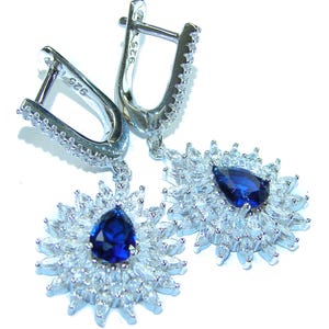 Luxurious 4.5ct Blue Sapphire Earrings, 925 Sterling Silver, Handcrafted, Timeless Gift for Her