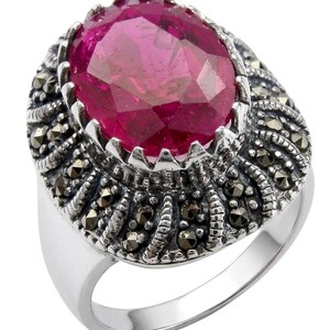 Carmen Natural Ruby Statement Ring Size 9 Sterling Silver Handmade Red Gemstone Jewelry Gift