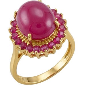 Ruby Statement Ring in Sterling Silver and 22k Gold size 8 Unique Handmade Mozambique Gemstone