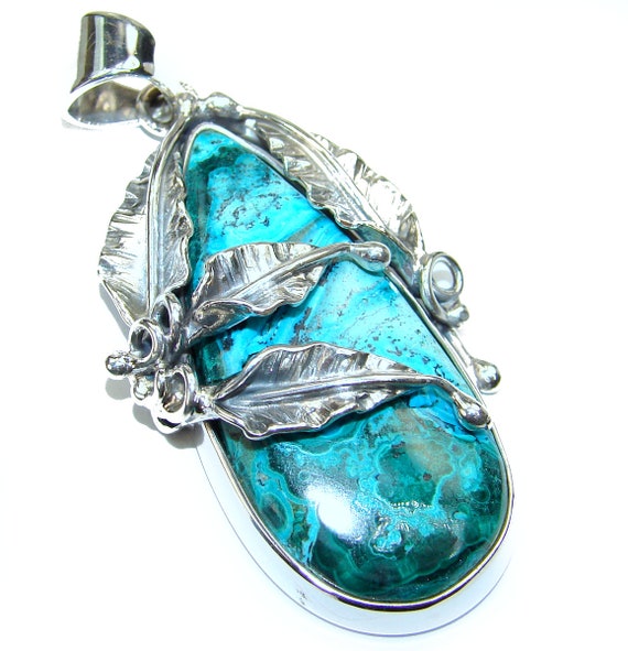 Large Victorian Style AAAAA Chrysocolla .925 Sterling Silver - Etsy