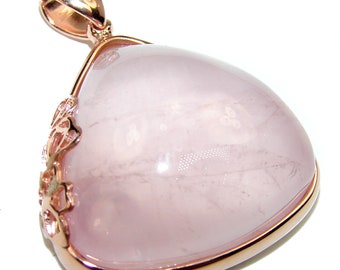 ROSE QUARTZ 18K Gold over .925 Sterling Silver handcrafted pendant