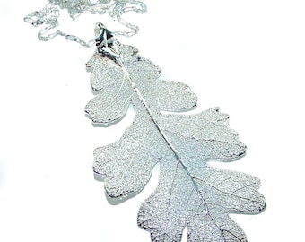 English Oak Leaf Necklace Real Leaf Dipped in 925 Sterling Silver Handcrafted Nature Jewelry
