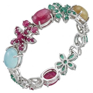 Isabella Rubin Statement-Armband, 925er Sterlingsilber, handgefertigt, roter Edelstein, Geschenk für Sie