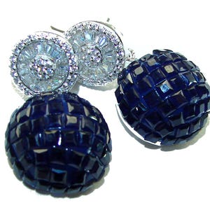 Blue Sapphire Earrings 10.8ct Sterling Silver Handmade Elegance Unique Gemstone Jewelry Gift for Her