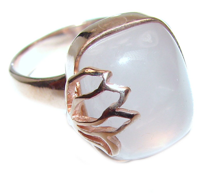 3 8 W Rose Quartz Sterling Silver Ring weight 7.00g code 18-maj-20-18 T- 3 8 inch dim L- 5 8 Size 8