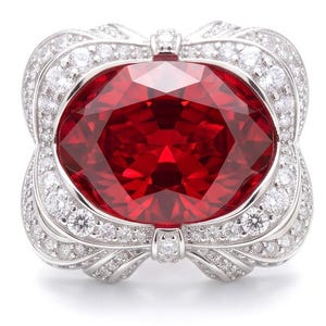 Victorian Ruby Brooch in 925 Sterling Silver Oval Handcrafted Rose Garden Unique Gift Jewelry
