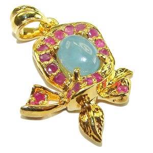 Eau Pure authentic 3.5 carat Aquamarine 14K Gold over.925 Sterling Silver Handcrafted  pendant