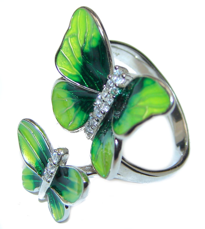 code 19-paz-20-82 dim L white Crystal Sterling Silver Ring T Size 7 1 2 3 16 inch 1 7 8 Enamel weight 5.20g W