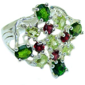 Green Clover Chrome Diopside Ring, Sterling Silver, Handmade Gemstone Ring, size: 7