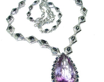 Exquisite Beauty  authentic Amethyst Sapphire  .925  Sterling Silver handcrafted  necklace