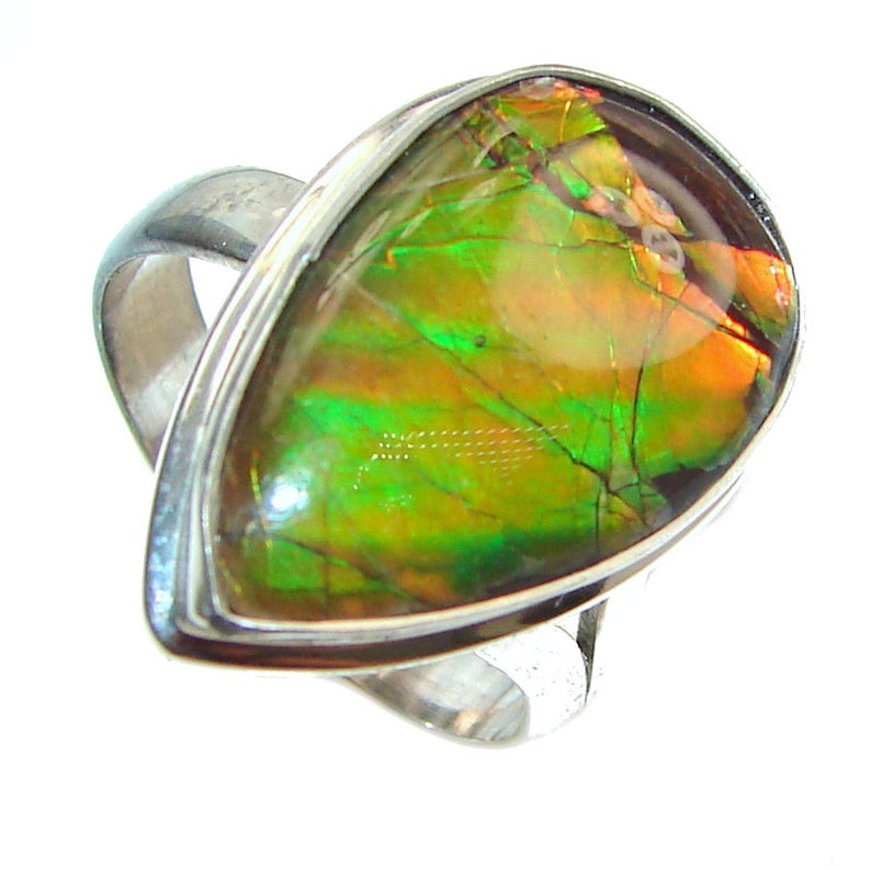 T 5 8 Size 7 code 30-lip-20-9 W 1 4 inch Adjustable weight 6.00g dim L Ammolite Sterling Silver Ring 7 8