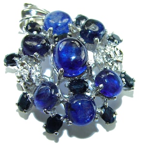 African Kyanite Pendant Sterling Silver, Handmade Blue Gemstone Necklace, Unique Statement Jewelry