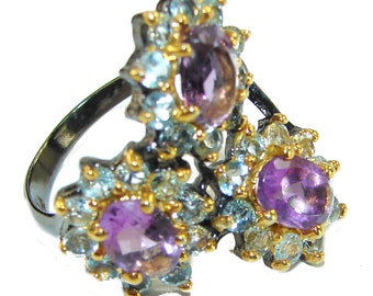 Spectacular Amethyst  .925 Sterling Silver Handcrafted  Ring size  7