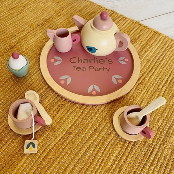 Personalised Wooden Tea Set - Childrens Toys - Wooden Toys - Christmas Gift - Birthday Gift - Role Play - Personalised Toys - Pretend Play