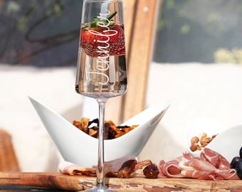 Personalised Champagne and Prosecco Flute Glass - Crystal Champagne Glass - Prosecco Glass -