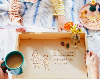 Bandeja de madera con mensaje personalizado escrito a mano, bandeja de servir personalizada, regalo para el Día de la Madre, regalo para los abuelos, regalo para ella, Día del Padre.