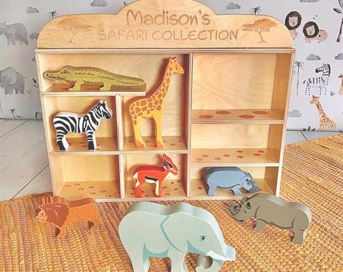 Personalised Wooden Safari Set - Childrens Toys - Wooden Toys - Sustainable Toys - Christmas Gift - Birthday Gift - Animals - Personalised