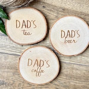 Personalised Rustic Name Coaster - Father's Day Gift - Gift for him - Drinks Coaster 9-10cm