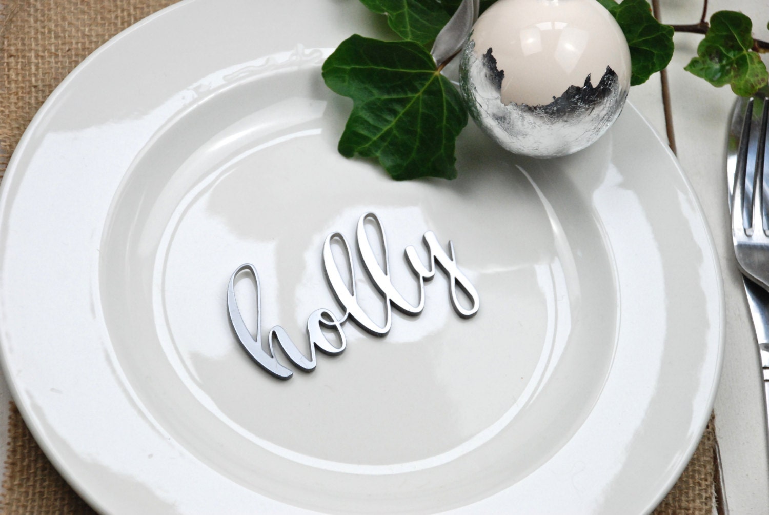 Silver Wedding Name Place Setting Silver Wedding Decor Wedding