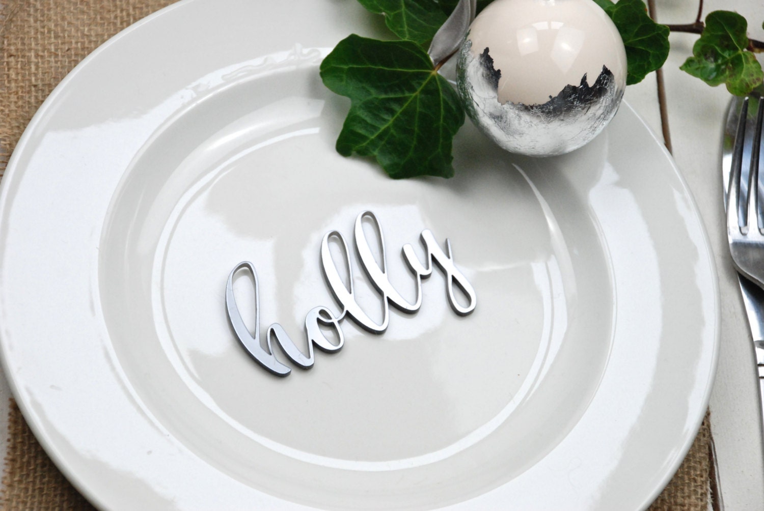 Silver Wedding Name Place Setting Silver Wedding Decor Wedding