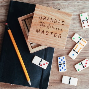 Personalised Oak Box Dominoes Set - Gift For Him - Christmas Gift for Him - Grandpa Game - Classic Game - Family Game