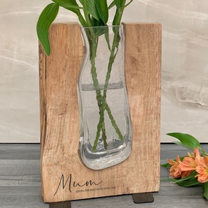 Personalised Engraved Wooden Vase Personalized Mother's Day Gifts for Her Him Anniversary Wedding Birthday Family House Decor Mum