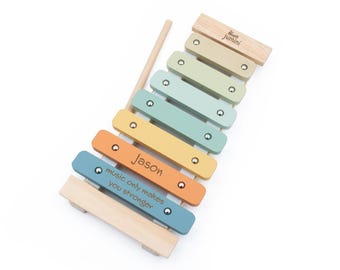 Gepersonaliseerde houten xylofoon - gegraveerd houten speelgoed - kerstmis - verjaardagscadeau - babymuziekinstrumenten - montessoricadeau