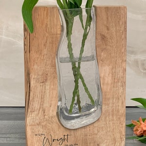 Personalised Engraved Wooden Vase Personalized Mother's Day Gifts for Her Him Anniversary Wedding Birthday Family House Decor Mr & Mrs