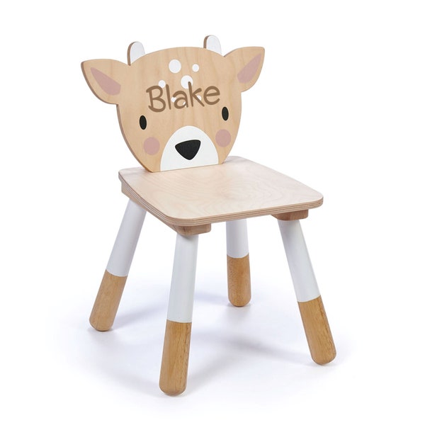 Silla de ciervo de madera personalizada - Silla para niños - Muebles de bosque - Asiento de bosque para niños pequeños - Sostenible - Eco - Montessori