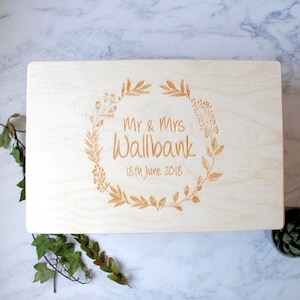 Memory Box - Wooden Box - Wedding Gift - Newlyweds - Box With Lid - Keepsake Box - Gift for a Couple - Wedding Anniversary - Personalised