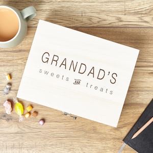 Personalised Wooden Sweets and Treats Box for Grandparents and Sweet Lovers