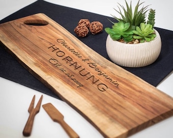 Personalised Large Live Edge Acacia Wooden Serving Board - Chopping Board - Wedding Gift - Anniversary Gifts - Unique - Cheeseboard