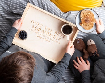 Personalised Only the Best Mum Breakfast in Bed Tray - Mother's Day Gift - Gift for Grandparents - Gifts for Her - Wooden Tray