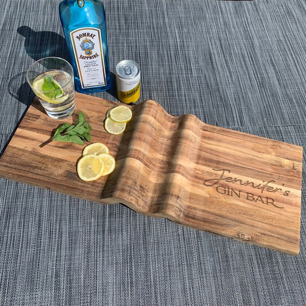 Personalised Large Unique Acacia Wood Serving Board - Gifts for Him - Barbeque - Al Fresco Dining - Cheeseboard - Wedding Gift - Gin - Bar
