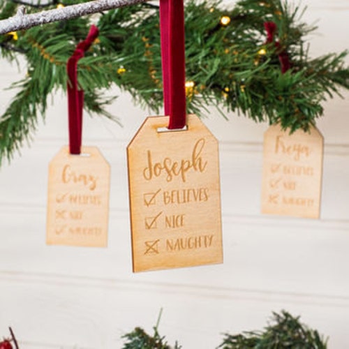 Christmas Tree Decorations Christmas Name Tags Christmas Etsy