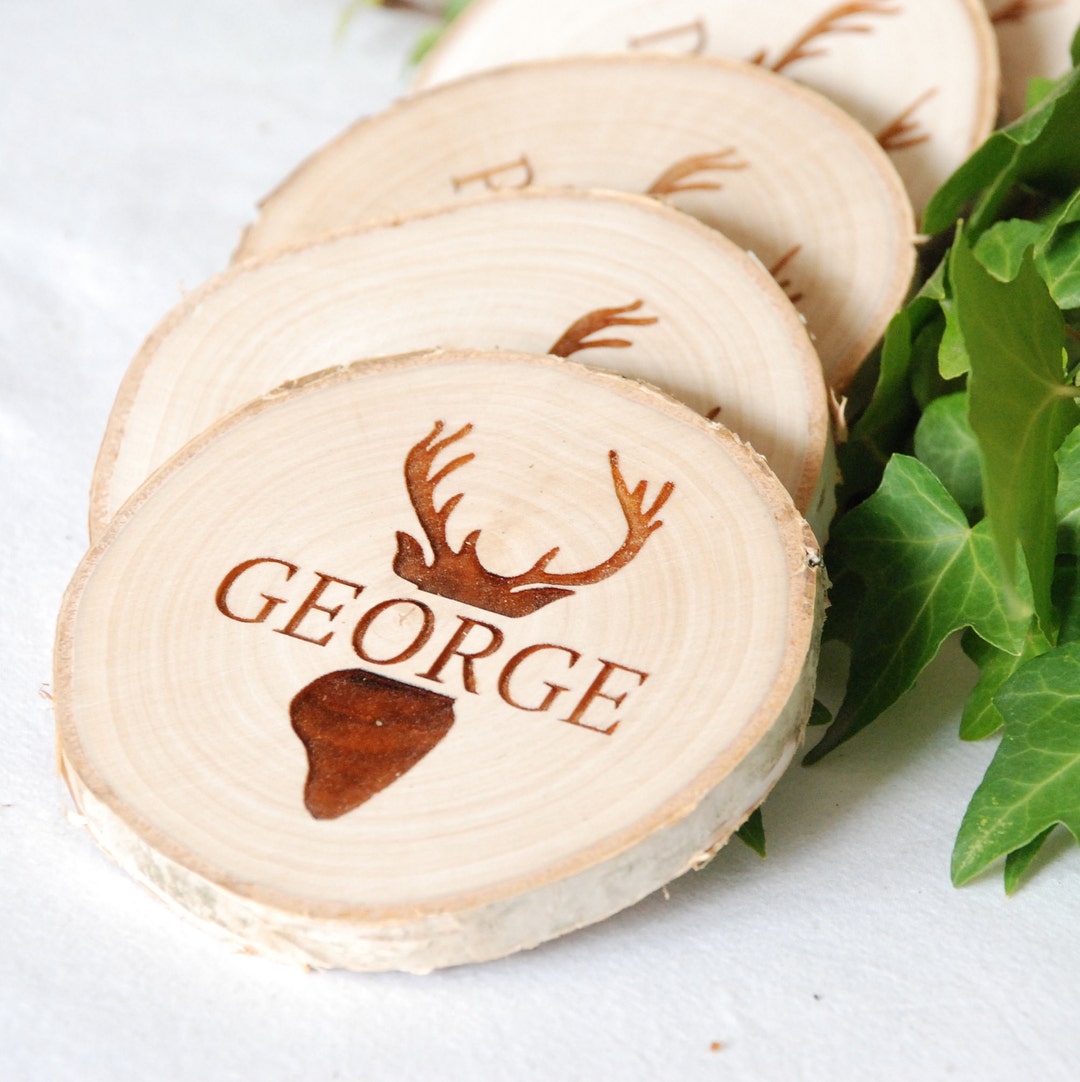 Personalised Stags Head Name Place Settings Rustic Wedding Place Personalised Stags Head Name Place Settings Rustic Wedding Place