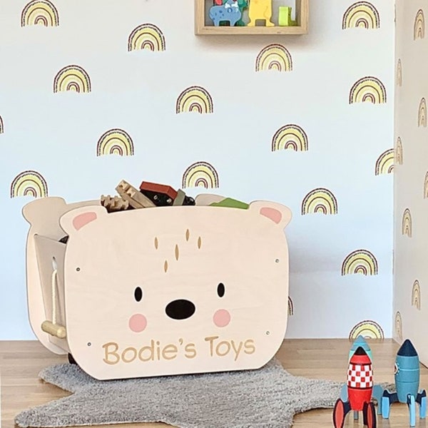 Personalised Wooden Storage Box - Children's Storage - Wooden Toys - Sustainable Toys - Book Box - Personalized Kids Gifts - Toddler Toy Box