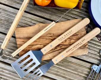 Personalised BBQ Wooden Tool Set