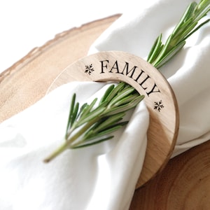 Personalised Wooden Christmas Table Decorations - Oak Napkin Rings - Christmas Table - Name Place Settings - Wooden Christmas Decoration