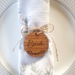 Servetlabels - Instellingen plaatsnaam bruiloft - Tafeldecor - Trouwbedankje - Bruiloftstafel - Gepersonaliseerd - Etentje - Aangepaste couvert